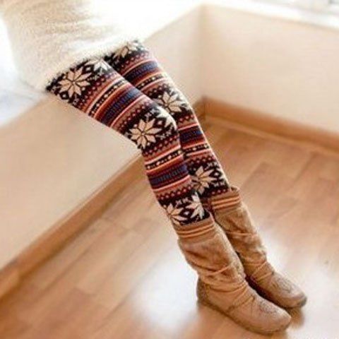 RoseGal Stylish Snowflake Pattern Colorful Stripes Leggings