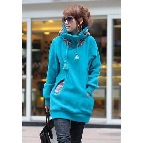 RoseGal Thicken Solid Color Thicken Hooded Long Sleeves Hoody