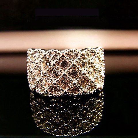 RoseGal Rhinestone Embellished Wide Alloy Ring For Women