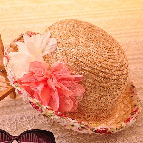 RoseGal Fashion Lace Flowers Decorated Sun Hat For Women