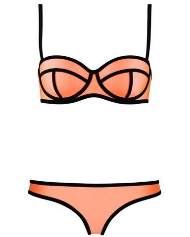 RoseGal Color Block Halter Underwire Bikini Set For Women