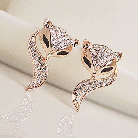 RoseGal Diamante Fox Pattern Stud Earrings For Women