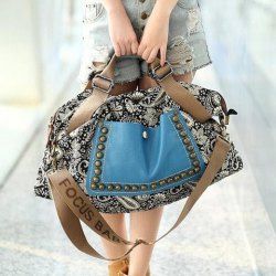 Ethnic Style Rivets and Splice Design Women's Tote Bag