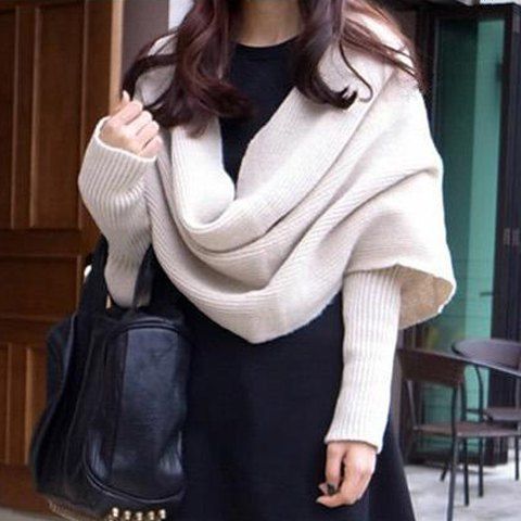 RoseGal Solid Color Sleeved Knitted Scarf