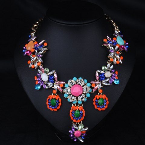RoseGal Bright Rhinestone Flower Shape Necklace For Women