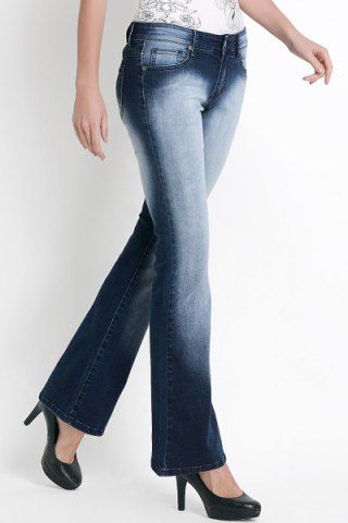 RoseGal Bleach Wash Color Spliced Flare Jeans