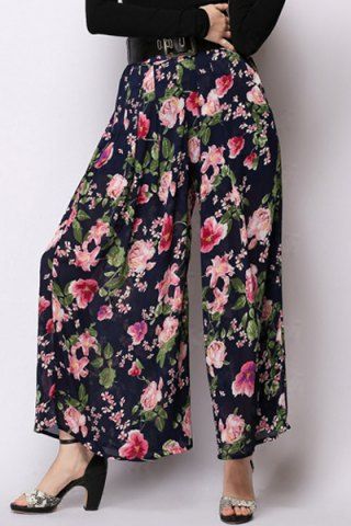 RoseGal High Waisted Floral Print Wide Leg Chiffon Pants