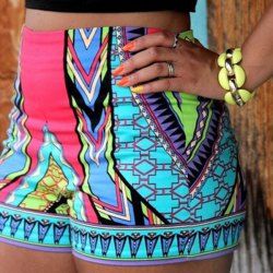 Stylish Mid-Waisted Printed Bodycon Women's Shorts