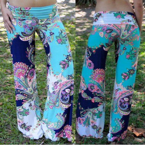 RoseGal Mid Waisted Floral Print Loose Fitting Pants