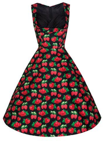 RoseGal Sweetheart Neck Sleeveless Strawberry Print Dress