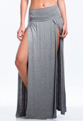 RoseGal Solid Color High Slit Skirt