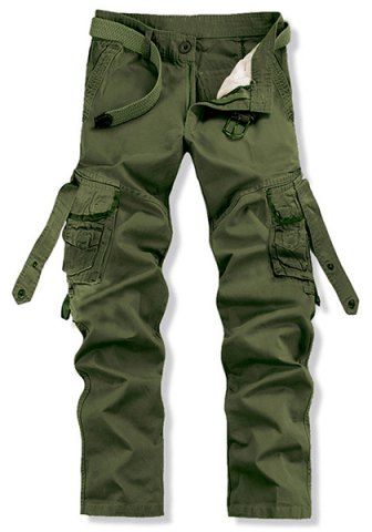 RoseGal Solid Color Straight Leg Cargo Pants