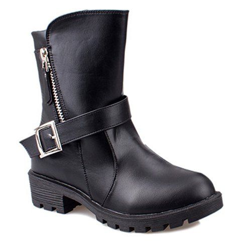 RoseGal Zipper Design Round Toe Ankle Boots For Women