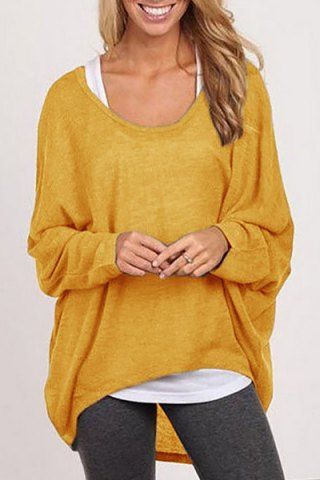 RoseGal Scoop Neck Long Sleeve Pure Color Sweater