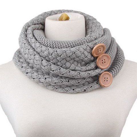 RoseGal Big Buttons Embellished Knitted Neck Warmer For Women
