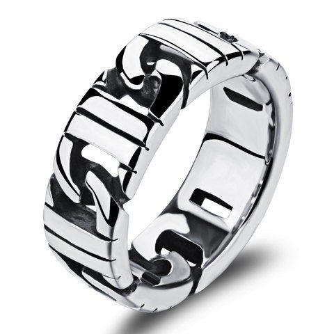 RoseGal Trendy Punk Style Stainless Steel Ring For Men