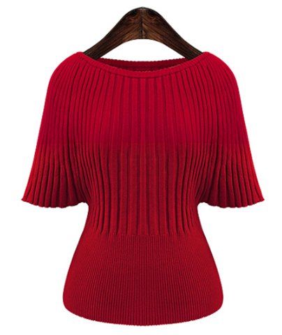 RoseGal Slash Neck Dolman Sleeve Solid Color Sweater For Women