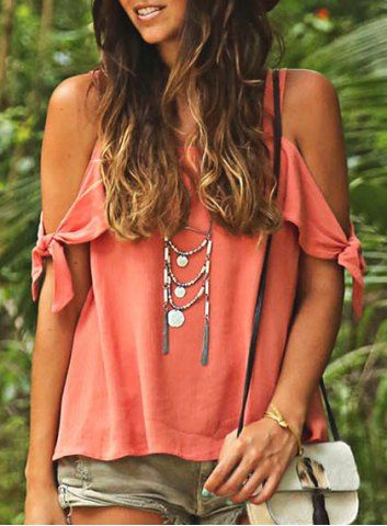 RoseGal Solid Color Cut Out Blouse