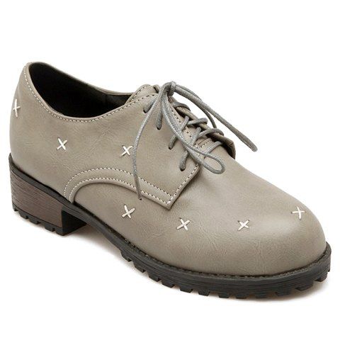 Trendy Cross Pattern and Lace-Up Design Women's Flat Shoes - GRAY 35