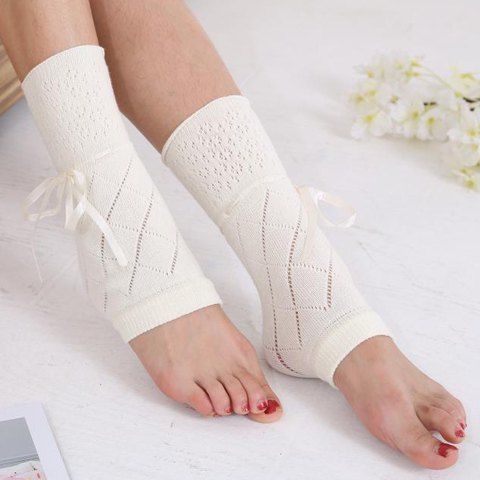 RoseGal Bow Ribbon Lace Up Foot Step Knitted Leg Warmers For Women
