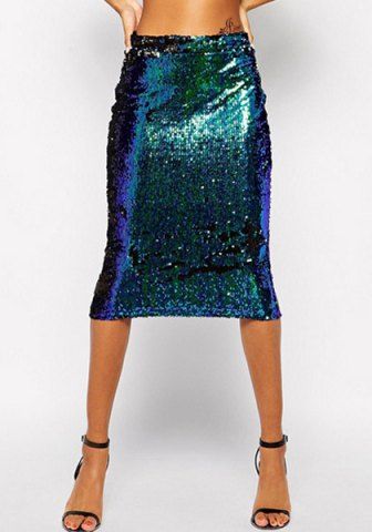 RoseGal High Waist Skinny Sequined Skirt For Women