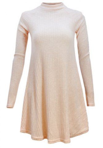 RoseGal Round Neck Long Sleeve Solid Color Flounced Sweater Dress