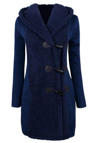 RoseGal Hooded Long Sleeve Slimming Toggle Closure Coat