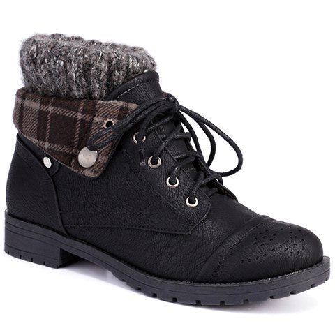 RoseGal Lace Up Design Sweater Boots For Women