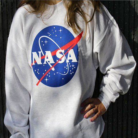 RoseGal Letter and Universe Printed Pullover Sweatshirt