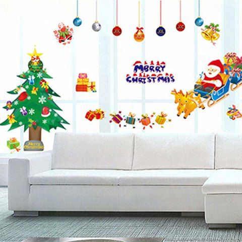RoseGal Quality Removeable DIY Colorful Christmas Tree Pattern Wall Sticks Christmas Decoration