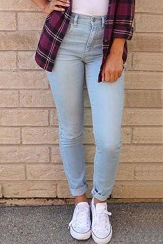 RoseGal High Waisted Skinny Blench Wash Jeans