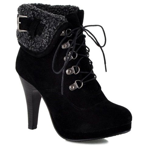 RoseGal Lace Up Design High Heel Boots For Women