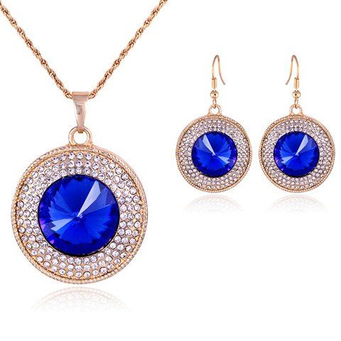 RoseGal A Suit of Graceful Faux Crystal Round Pendant Necklace and Earrings For Women