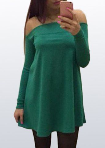 RoseGal Solid Color Off The Shoulder Long Sleeve T Shirt Dress