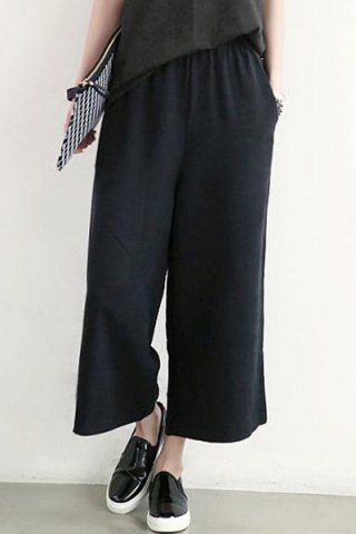 RoseGal Elastic Waist Solid Color Palazzo Pants For Women