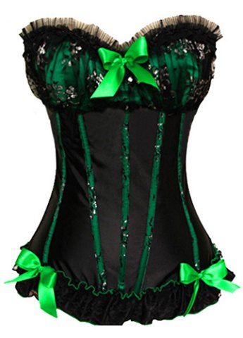 RoseGal Strapless Laciness Bowknot Embellished Lace Up Corset