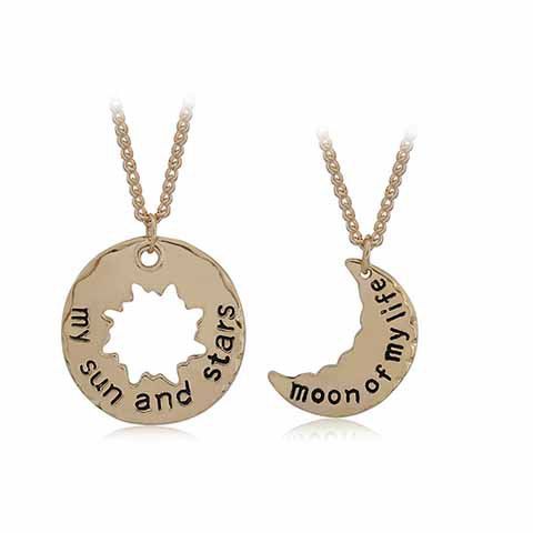 RoseGal A Suit of Delicate Sun and Moon Valentine s Day Gift Pendant Necklace For Lovers