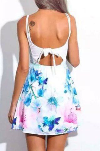 RoseGal Strappy Sleeveless Floral Print Dress
