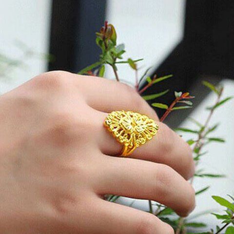 RoseGal Noble Simple Style Rhombus Flower Shape Cuff Ring For Women