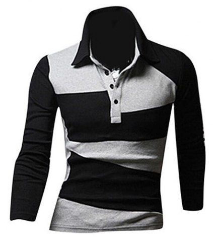 RoseGal Turn down Collar Long Sleeves Polo T Shirt