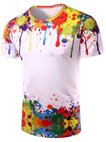 3D Colorful Splatter Paint Short Sleeve T-Shirt