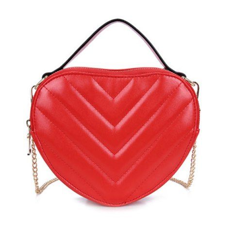 Red Chains Heart Shaped Crossbody Bag | 0