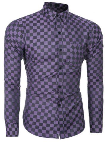 Long Sleeve Grid Pattern Shirt
