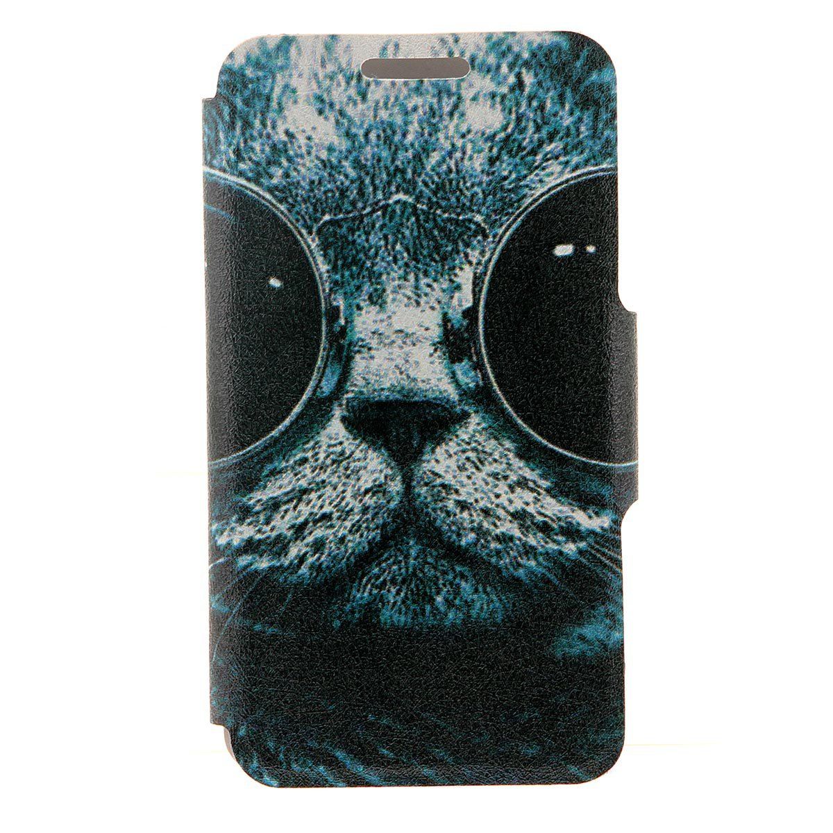 Kinston Sunglass Cat Pattern PU Leather Full Body Cover with Stand and Card Holder for iPhone 6 - 4.