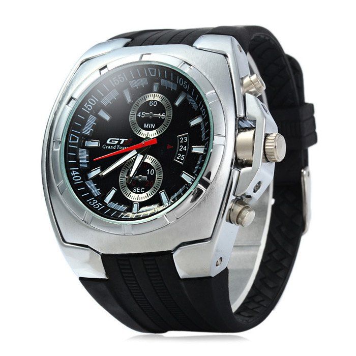 GT Male Decorative Sub-dials Quartz Watch with Double Scales