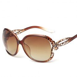 Chic Small Bow Embellished Leopard Pattern Ombre Sunglasses For Women - TEA COLORED 