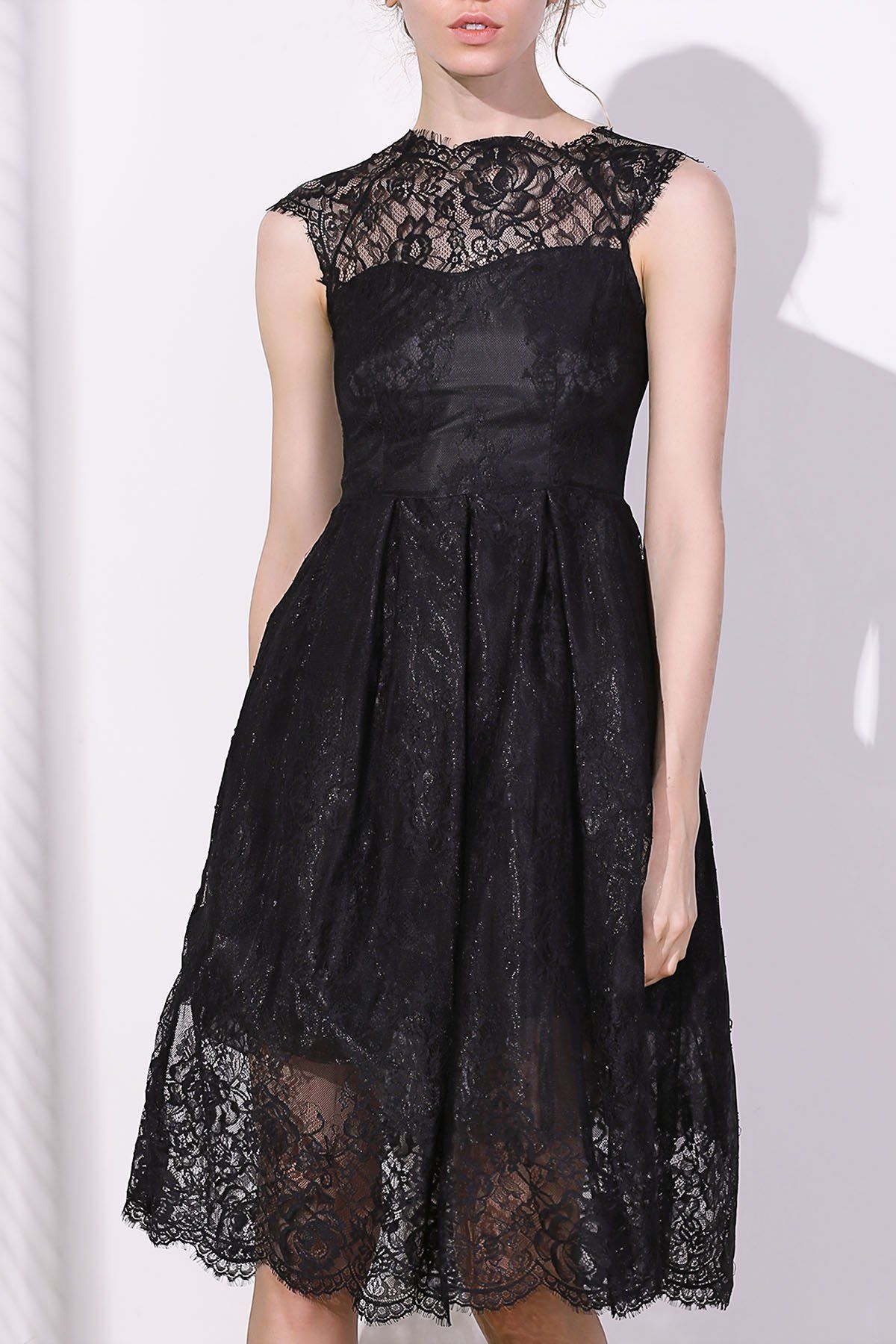 Black Xl Lace Short A Line Prom Dress | RoseGal.com
