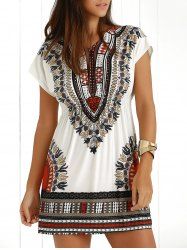 Ethnic Summer Mini Dress With Sleeves