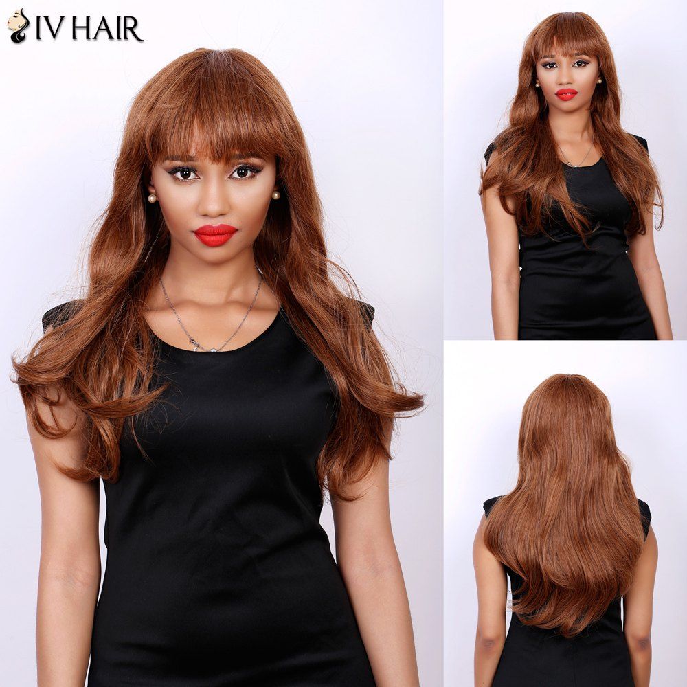 Attractive Full Bang Siv Hair Capless Fluffy Wave Long Real Natural Hair Wig For Women