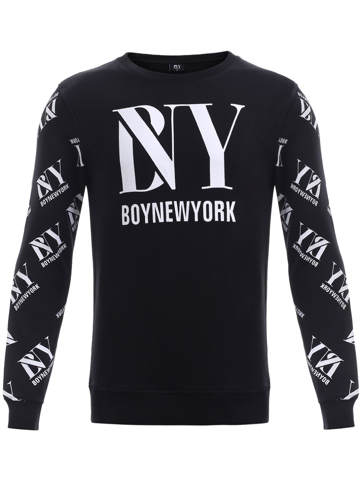 BoyNewYork Printing Rib Spliced Long Sleeve Sweatshirt